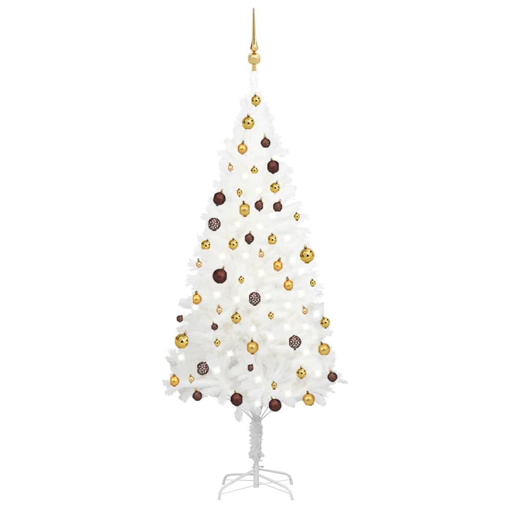 Árvore de Natal artificial com luzes LED e bolas 180 cm branco - 239706 -  Surprising